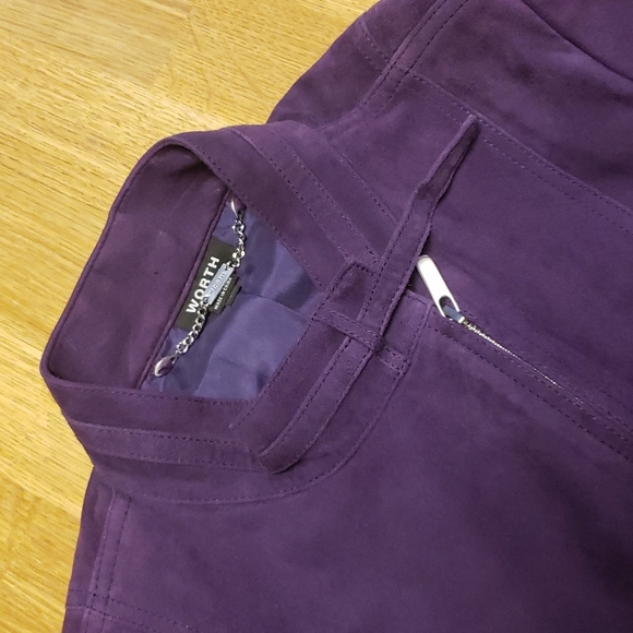 Worth purple suede leather jacket M - Picture 2 of 4